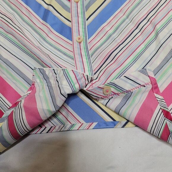 TOMMY HILFIGER Y2K rainbow striped button up shirt L - Picture 6 of 9